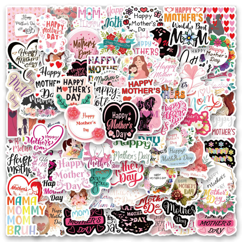 sxdaizjsym 120PCS Happy Mothers Day Stickers Vinyl Waterproof Stickers ScrapbookJournalingLaptopBumperSkateboardWater BottlesComputerPhoneCartoonHard hatCar Stickers and Decals