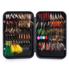 Goture Fly Fishing Flies Kit - 100pcs Fly Fishing Lures with Fly Fishing Box - Fly Fishing Assortment Kit for Bass Trout Salmon Fishing - Dry Flies Wet Flies Streamers Nymphs