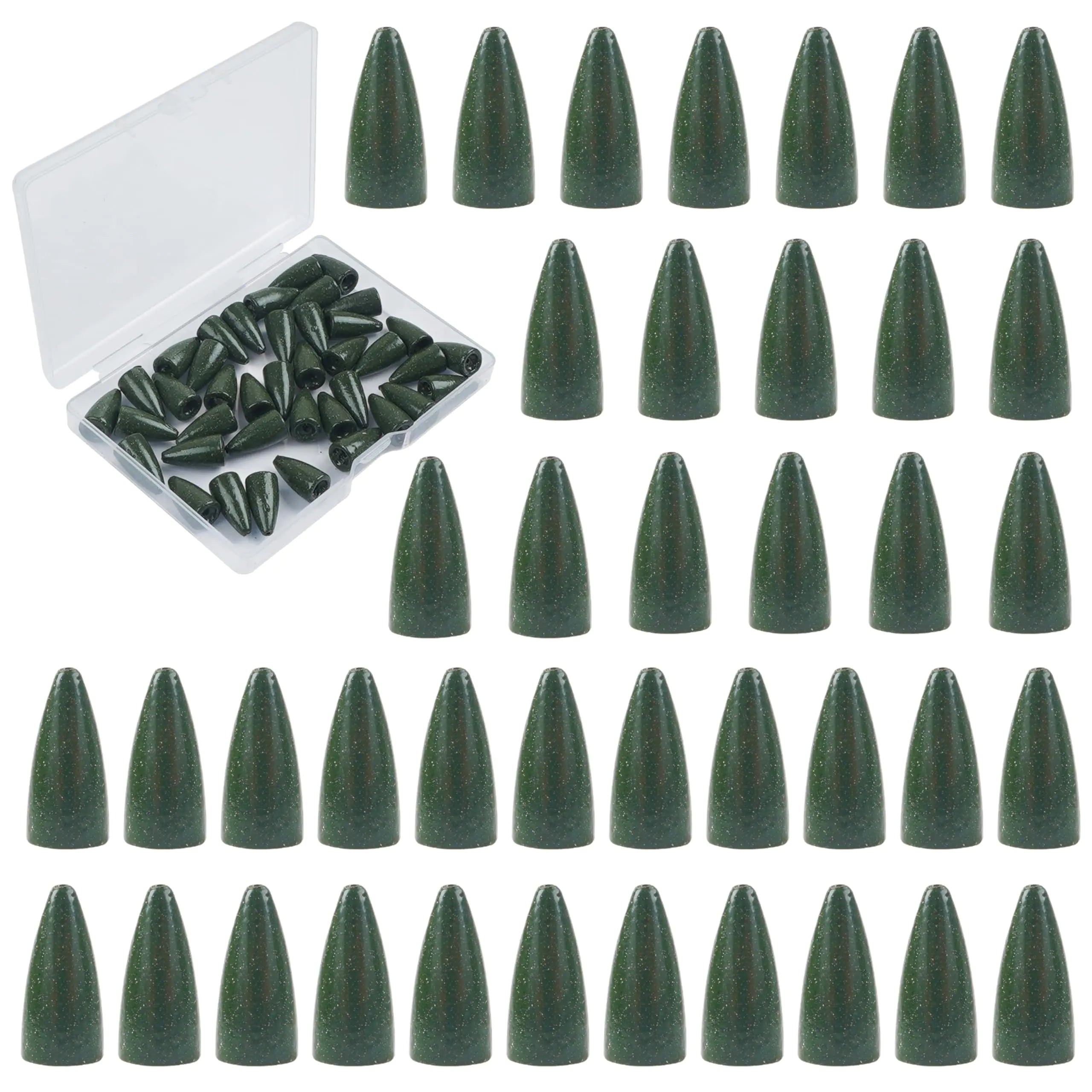 Bullet Fishing Sinker Weights40pcs Fishing Worm Weights Slip Sinkers Painted Flipping Fishing Weights for Bass Fishing Texas Rigs Saltwater Freshwater Fishing Tackle