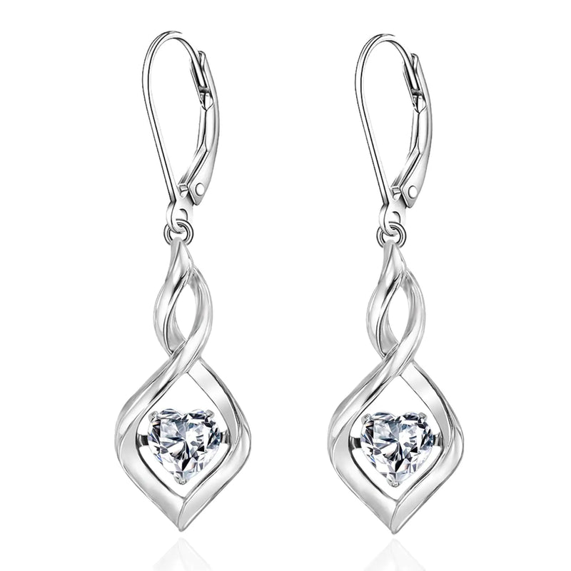 WASEE April Birthstone Earrings 925 Sterling Silver Cubic Zircon Dangle Drop Leverback Earrings for Women Birthday Mothers Day Anniversary Christmas Earrings Jewelry for Women