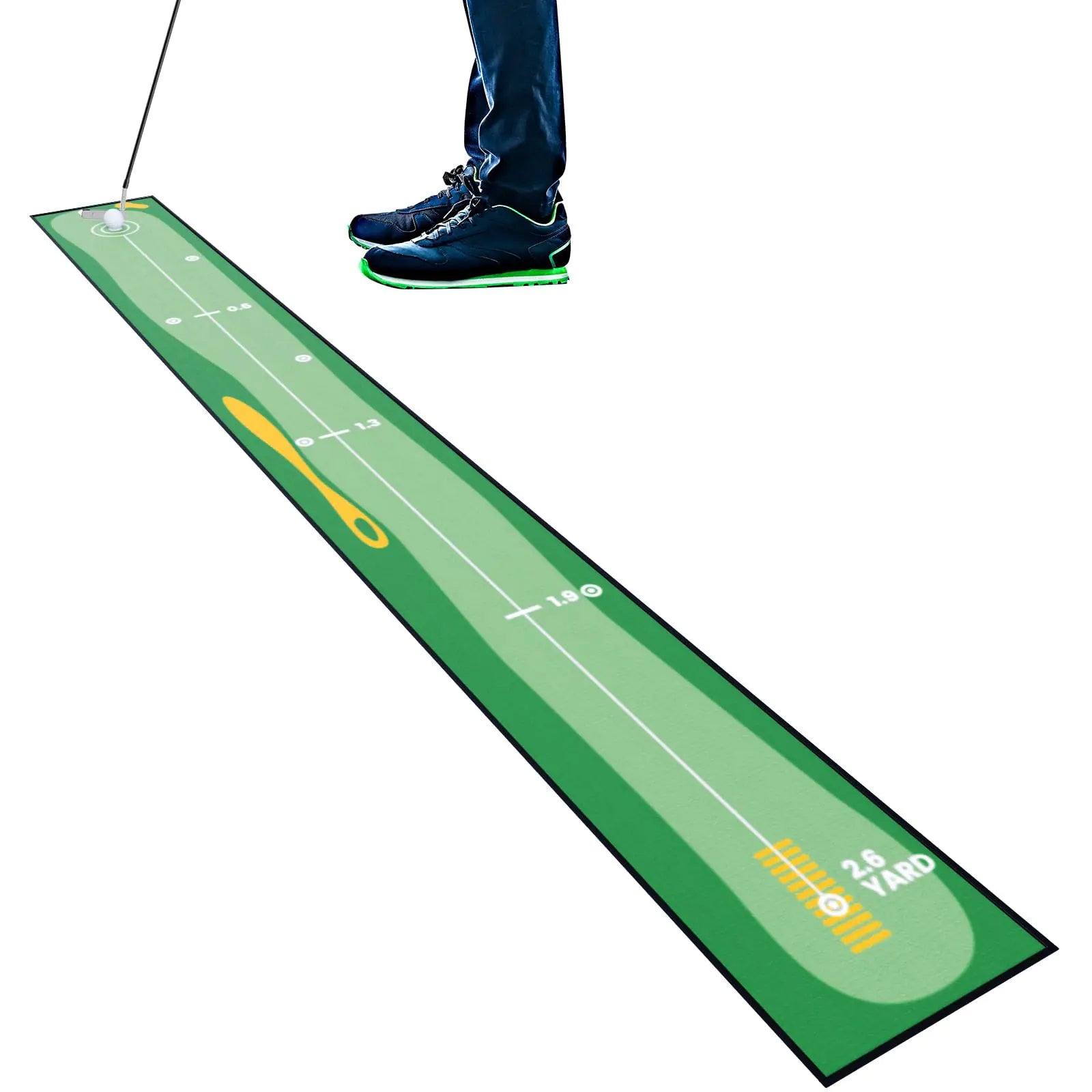 Ponsonbay Golf Putting Mat Indoor & Outdoor Professional Golf Practice Putting Green Mat with Distance Marker Anti Slip Backing Golf Training Mat Golf Accessories Golf Portable Matt