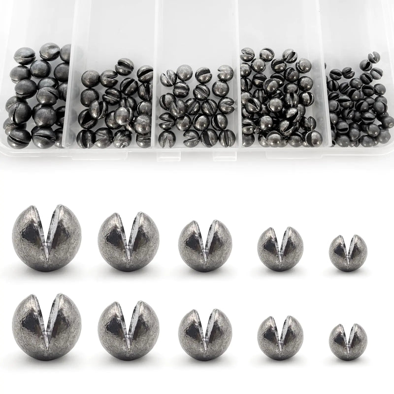 Pfeibk 150PCS Fishing Weighs Sinkers Split Shot Fishing WeightsRemovable Round Split Shot Sinkers for Fishing Line Fishing SinkersSplitshot Fishing Weights Assortment Saltwater (Round-120Pcs)