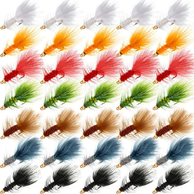 35 Pieces Fly Fishing Flies Fly Fishing Streamers Trout Bend Assorted Woolly Bugger Streamer Flies for Fly Fishing