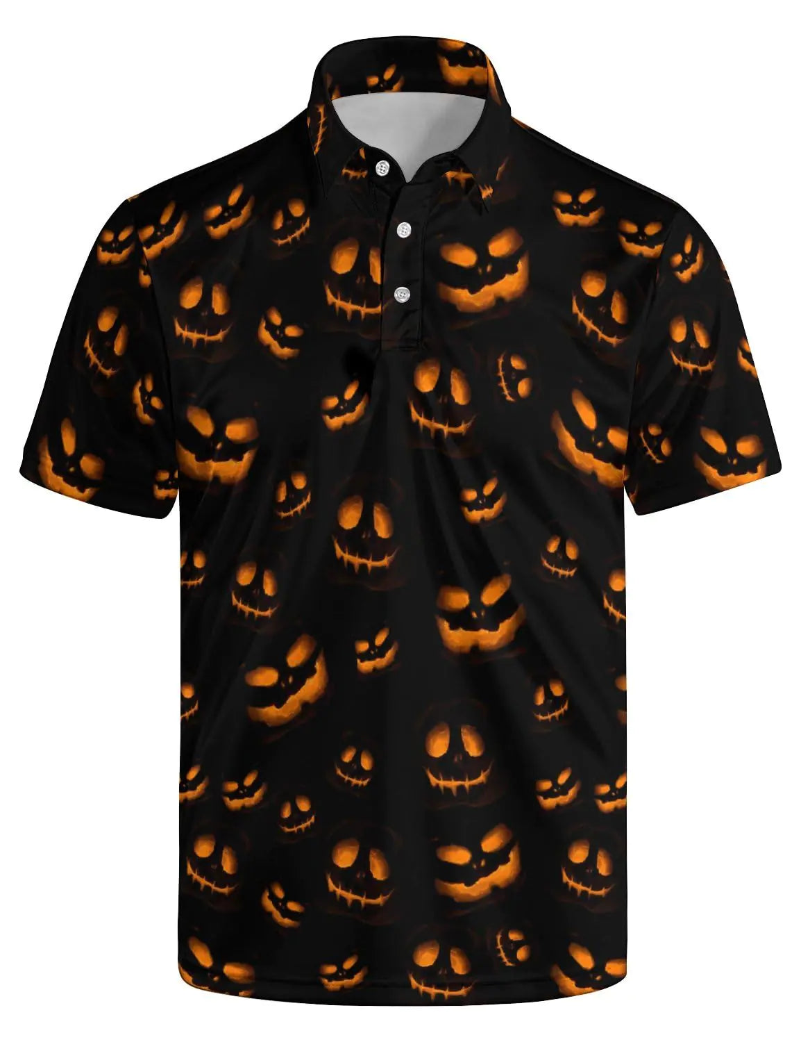 ZAJECT Mens Golf Shirt Pumpkin Golf Polo Shirt Halloween Golf Shirts for Men Quick Dry Polos