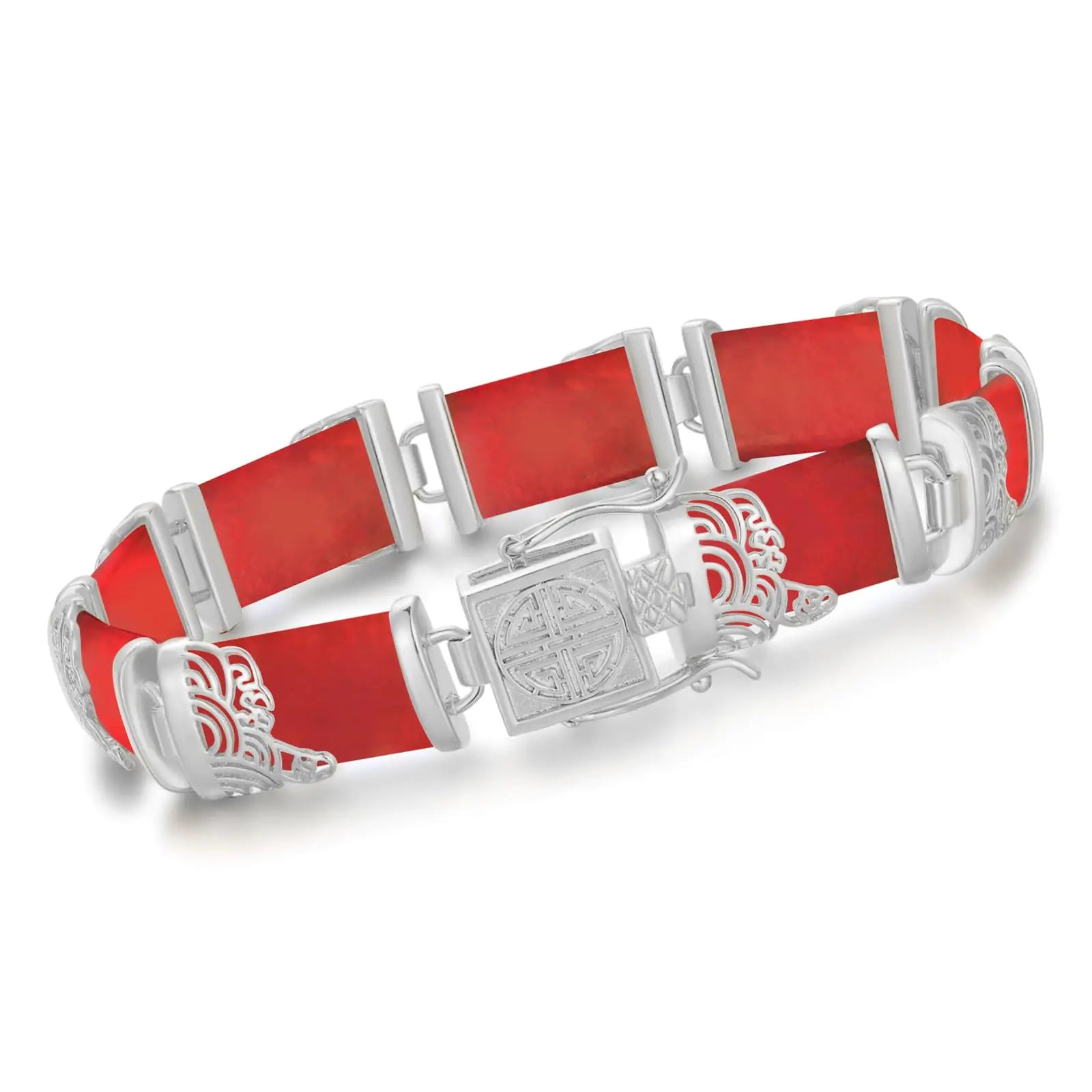 HPQQ Red Jade Bracelet for Women Sterling Silver Jade Bangle Bracelet Fortune Gemstone Bracelet Jewelry Valentines Day Birthday Mothers Day Gifts for Mom Grandma Wife Her