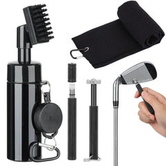 HUIJUTCHEN Golf Club Cleaner Brush Golf Club Groove Cleaning Tool Golf Groove Sharpener Golf Towel with Retractable Lock Clip Golf Club Bag Accessories Golf for Men Fathers Day Thanksgiving