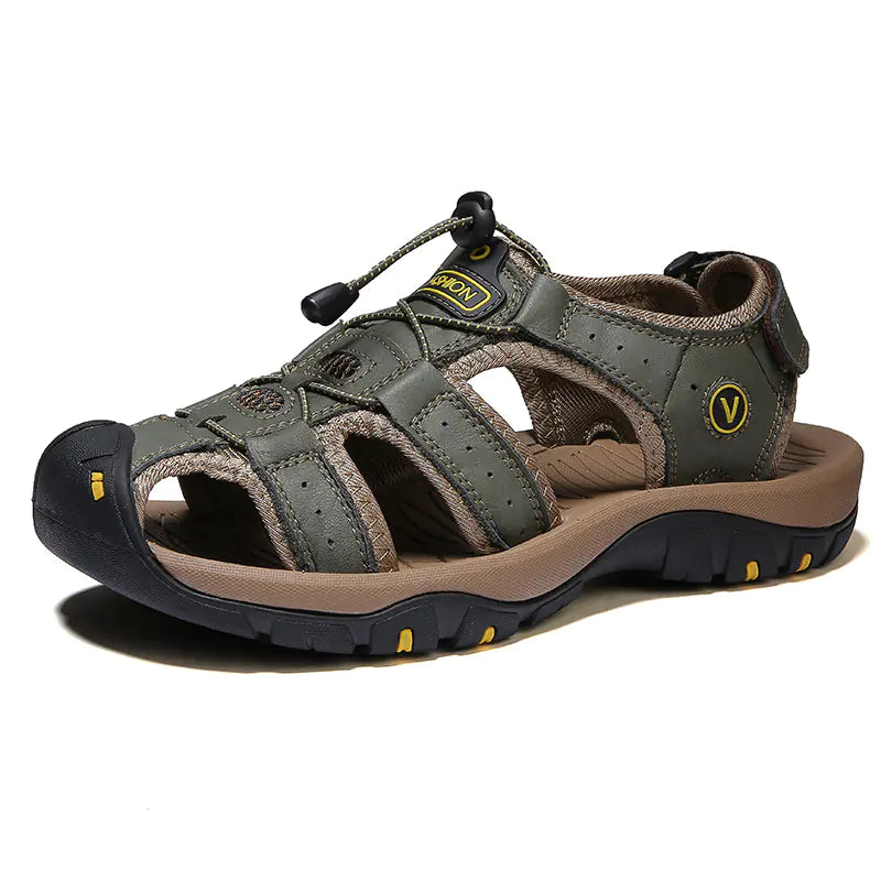 Plus Size Men's Leather Sports Sandals for Outdoors