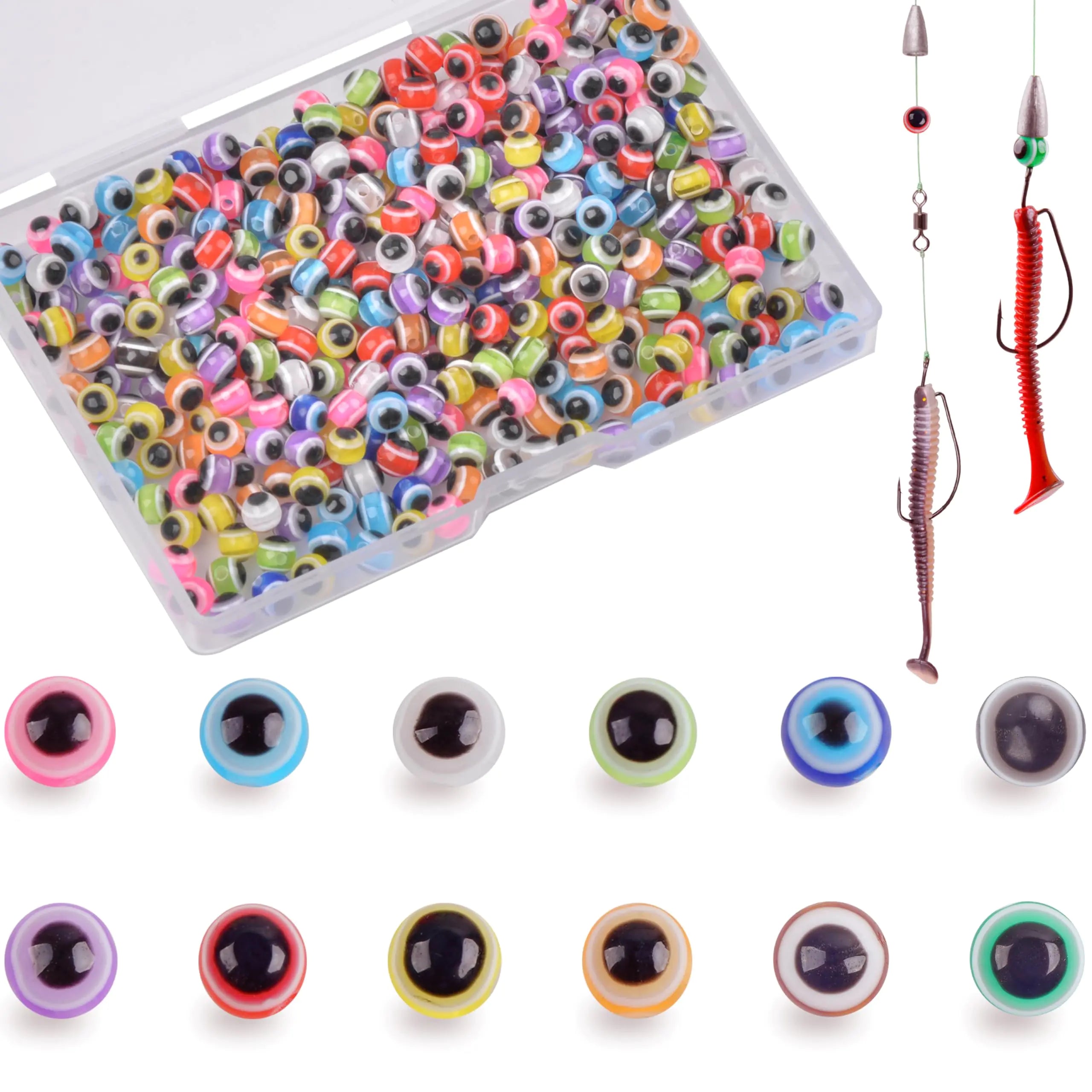 Fishing Beads Set Fish Eye Beads Fishing Rig Beads Hard Plastic Floating Beads Fishing Bait Eggs Assortment for Texas Carolina Rigs Fishing Rigs DIY Kit