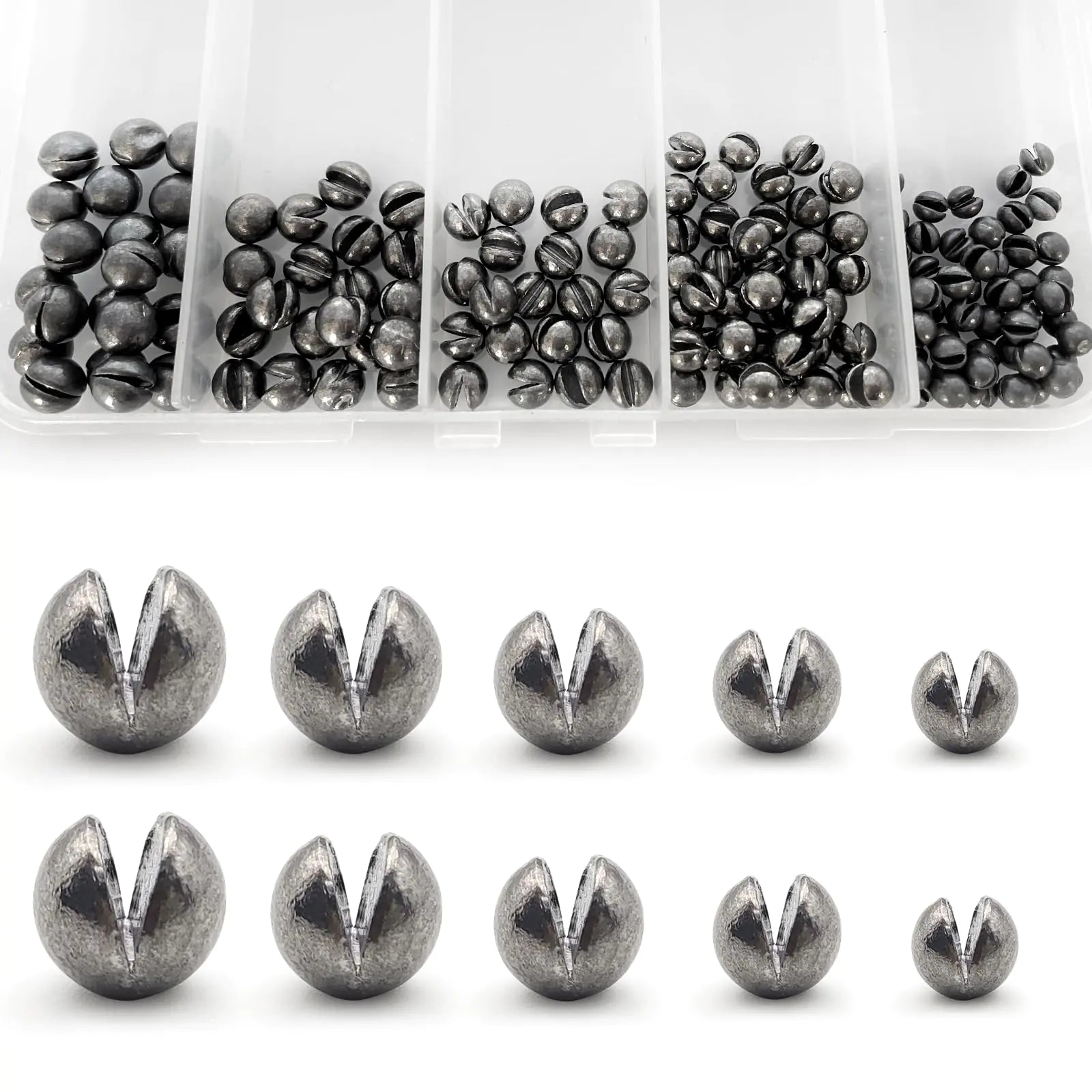 Pfeibk 150PCS Fishing Weighs Sinkers Split Shot Fishing WeightsRemovable Round Split Shot Sinkers for Fishing Line Fishing SinkersSplitshot Fishing Weights Assortment Saltwater (Round-120Pcs)