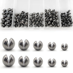 Pfeibk 150PCS Fishing Weighs Sinkers Split Shot Fishing WeightsRemovable Round Split Shot Sinkers for Fishing Line Fishing SinkersSplitshot Fishing Weights Assortment Saltwater (Round-120Pcs)