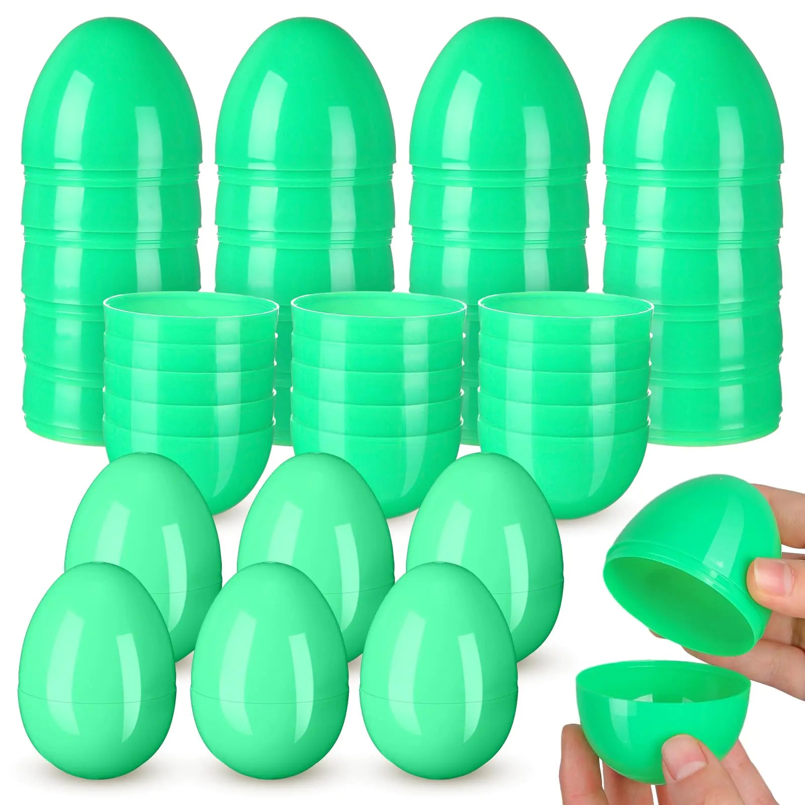 Silipull 36 Pieces Empty Easter Eggs Plastic Eggs Fillable Plastic Fillable Eggs Bulk Easter Toy for Filling Easter Candy Easter Theme Party Favor Easter Basket Stuffers Crafts Party (Green)
