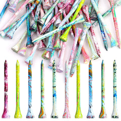 Jecten Golf Tees 3-1/4 inch Wooden Golf Tee Holder Multiple Colors 83mm Professional Colored Golf Tees Pack of 50 Reduce Friction and Side Spin Golf Tee Accessories Golf Gifts