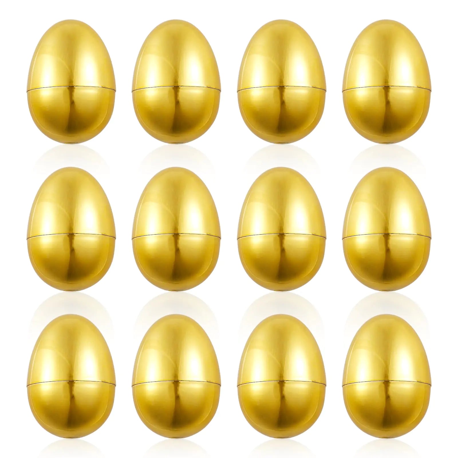 12pcs Golden Easter Eggs Fillable Easter Eggs Plastic Easter Eggs Empty Easter Egg Hunt Games Party Favor Fillers Basket Stuffers Crafts for Easter Party Company Activities
