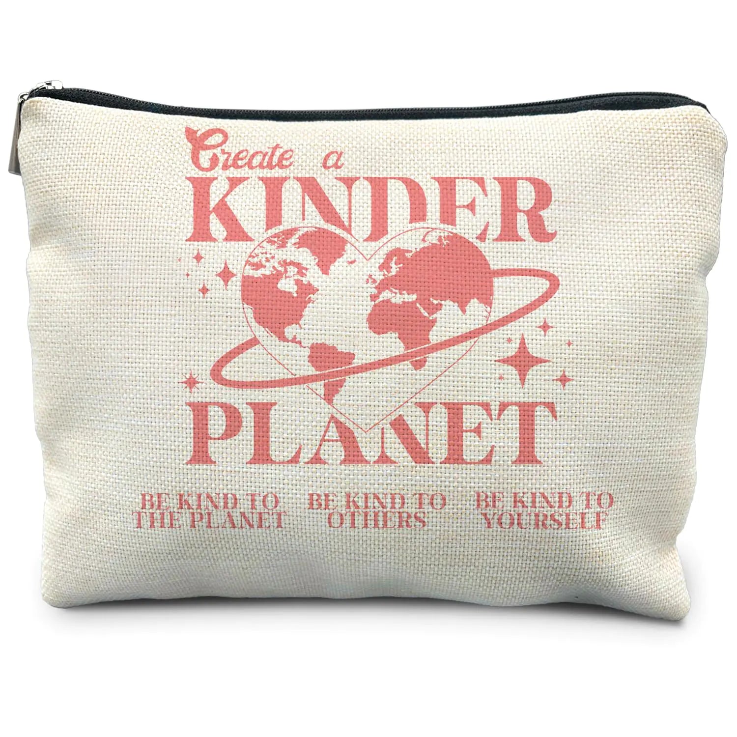 RYYCDOI Be Kind to Yourself Inspirational Makeup Bag Self Love Mental Health Matters Cosmetic Bag Positive Encouragement Gifts for Women Aesthetic Retro Pink Makeup Pouch