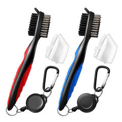 KUUKIKV 2 Pack Professional Golf Brush Golf Brush and Groove Cleaner with Retractable Zip-line & Carabiner Golf Club Cleaner for Golf Clubs Golf Brush for Golf Bag Golf Accessories for Men Golfer