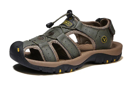 Plus Size Men's Leather Sports Sandals for Outdoors