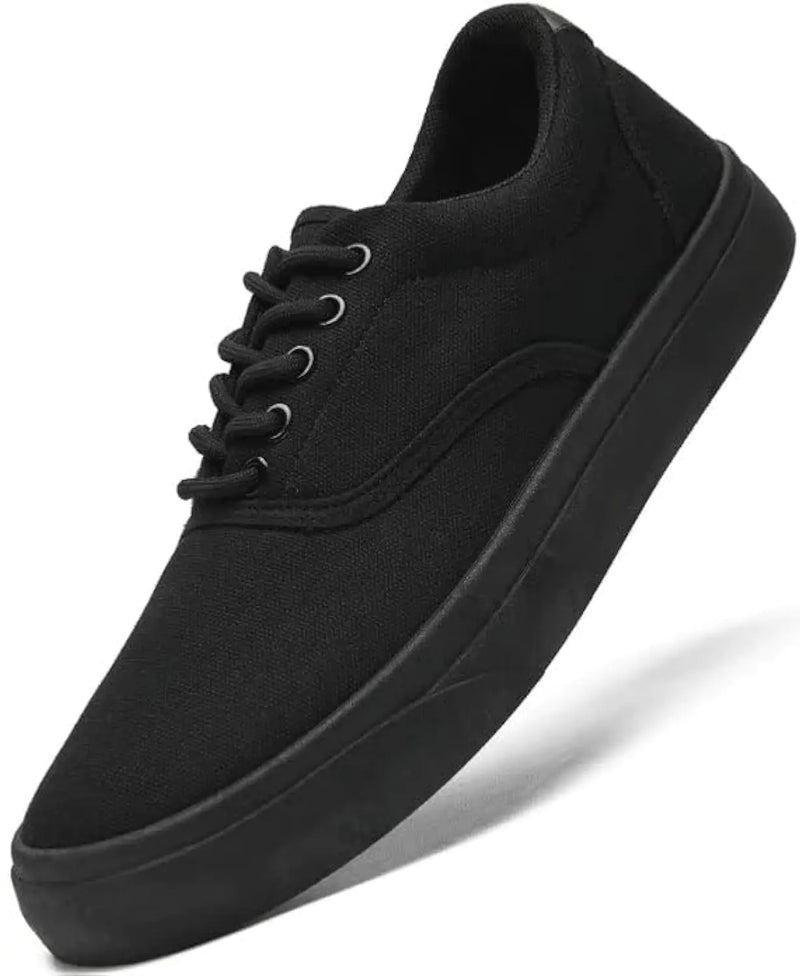 Low-Top Thick Sole Mens Fashion Sneakers Casual Canvas Sneakers for Men Lace up Tennis Shoes Comfortable Breathable Insole Slip on Sneakers Men Low Slip on Shoes - Multiple Colors - Big Size Black