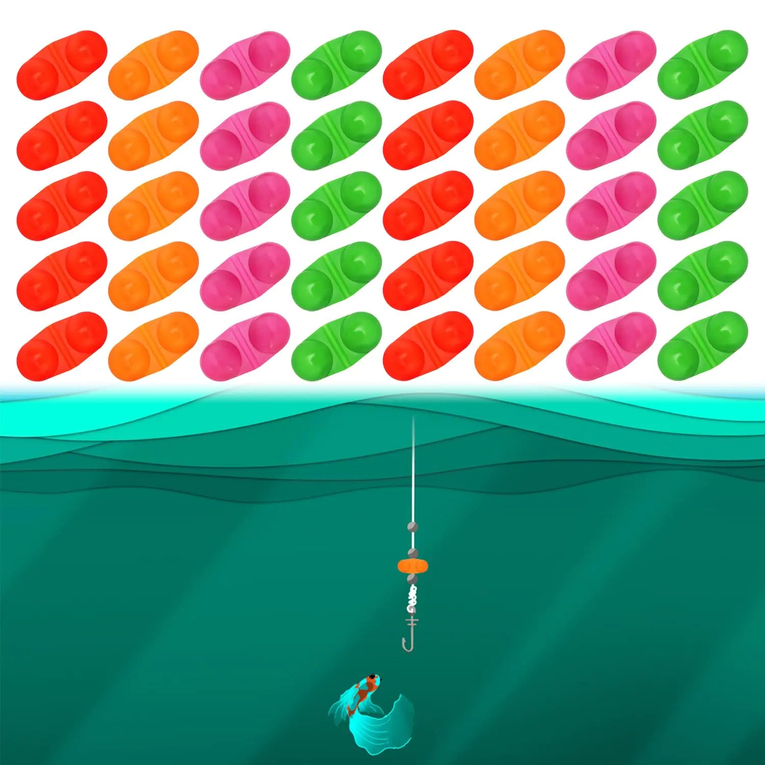 PESSILIN 40Pcs Catfish Rattle Bells Fishing Double Rattle Bell Fishing Attractor Catfish Rattles for Fishing Fishing Alarm Tools