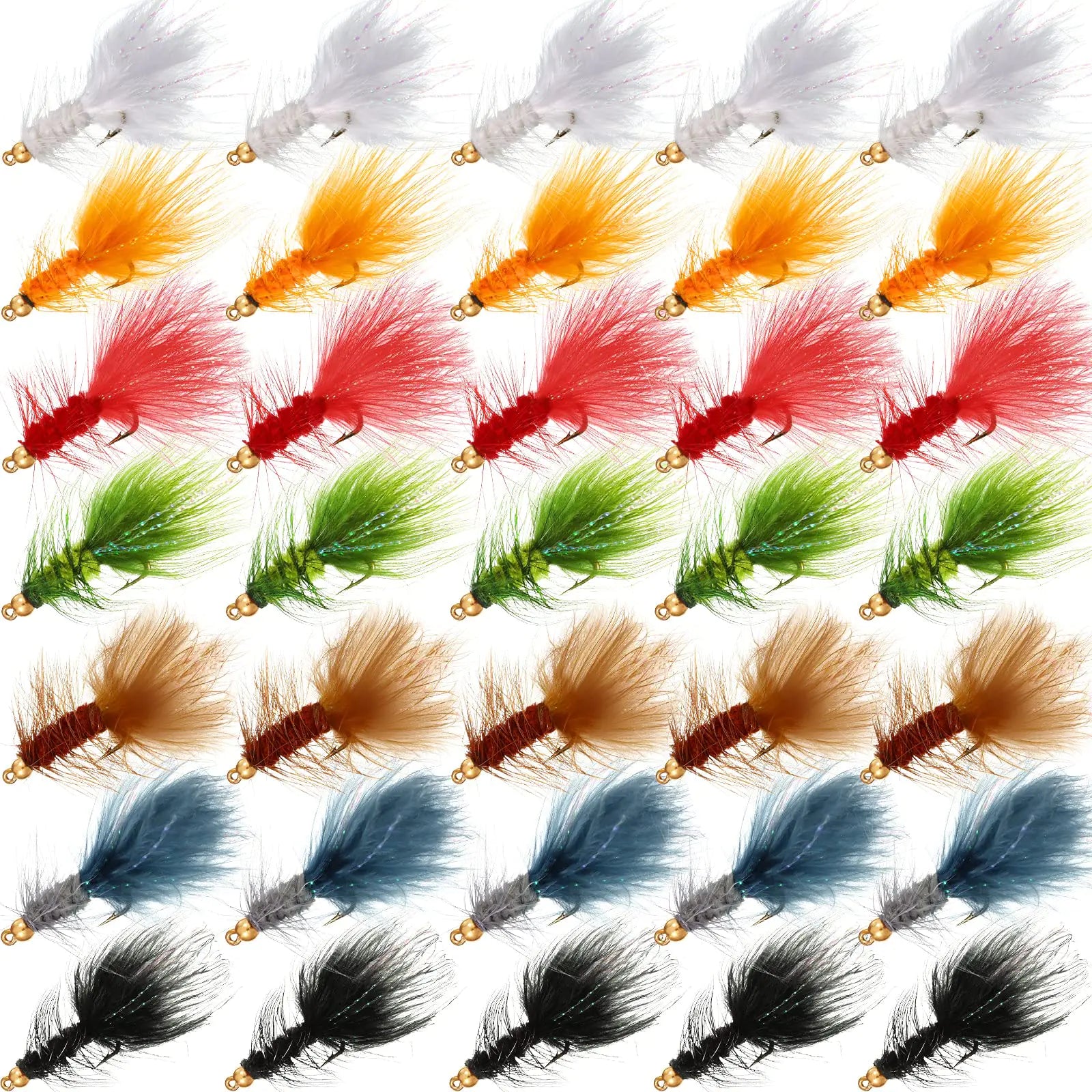 35 Pieces Fly Fishing Flies Fly Fishing Streamers Trout Bend Assorted Woolly Bugger Streamer Flies for Fly Fishing