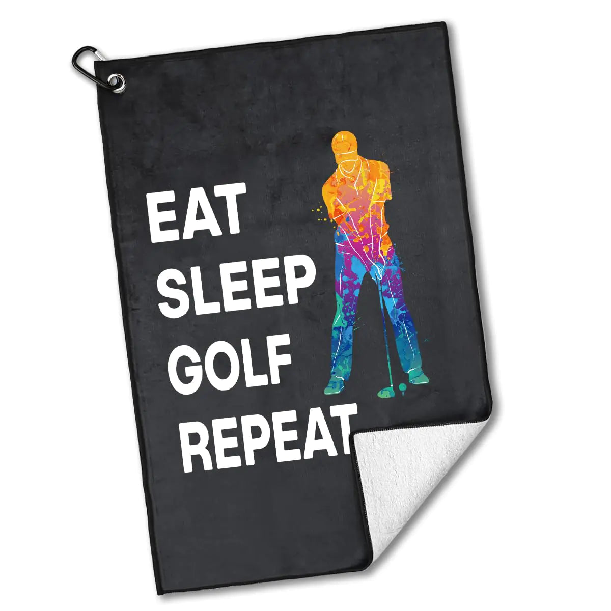 rofiowa Eat Sleep Golf Repeat Polyester and Cotton Blend Printed Golf Towel Funny Golf Accessories for Men Golf Gift for Golf Fan Dad Grandpa Golf Lover Birthday Gift