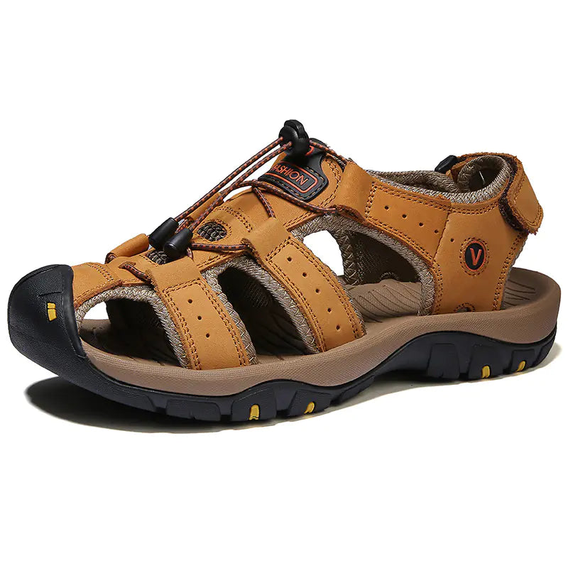 Plus Size Men's Leather Sports Sandals for Outdoors