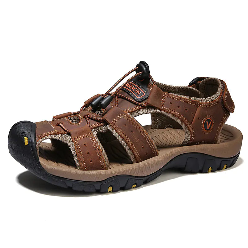 Plus Size Men's Leather Sports Sandals for Outdoors