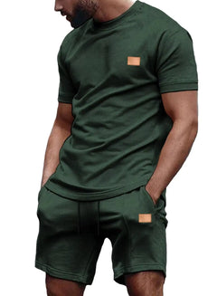 Dokotoo Men Mens Fashion Outfits Athletic Workout Sets for Men 2 piece T Shirts and Shorts Set Casual Tracksuits Set with Pockets Blackish Green Large