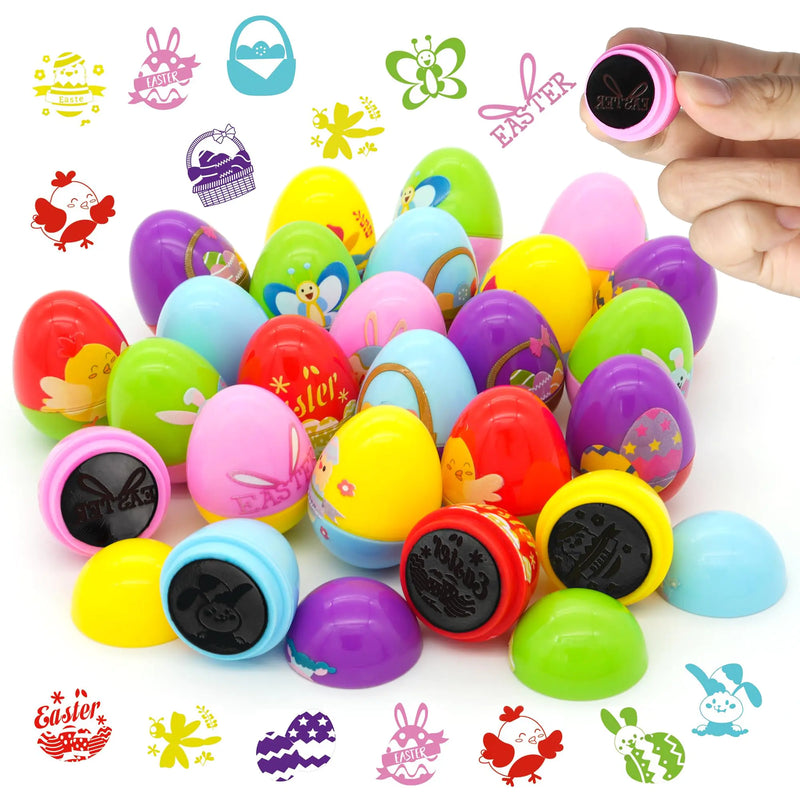 Childom 24 Pcs Easter Egg Fillers Stuffers for Kids Easter Stamps Basket Stuffers Easter Stamps Toys Bulk for Easter Eggs Hunt Easter Party Favors for Goodie BagsClassroom Prize Supplies Children