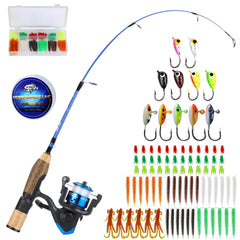 Sougayilang Ice Fishing Rod Portable Ice Fishing Pole 2-Piece Spinning Ice Fishing Combos Ice Fishing Jig Kit-26 Light