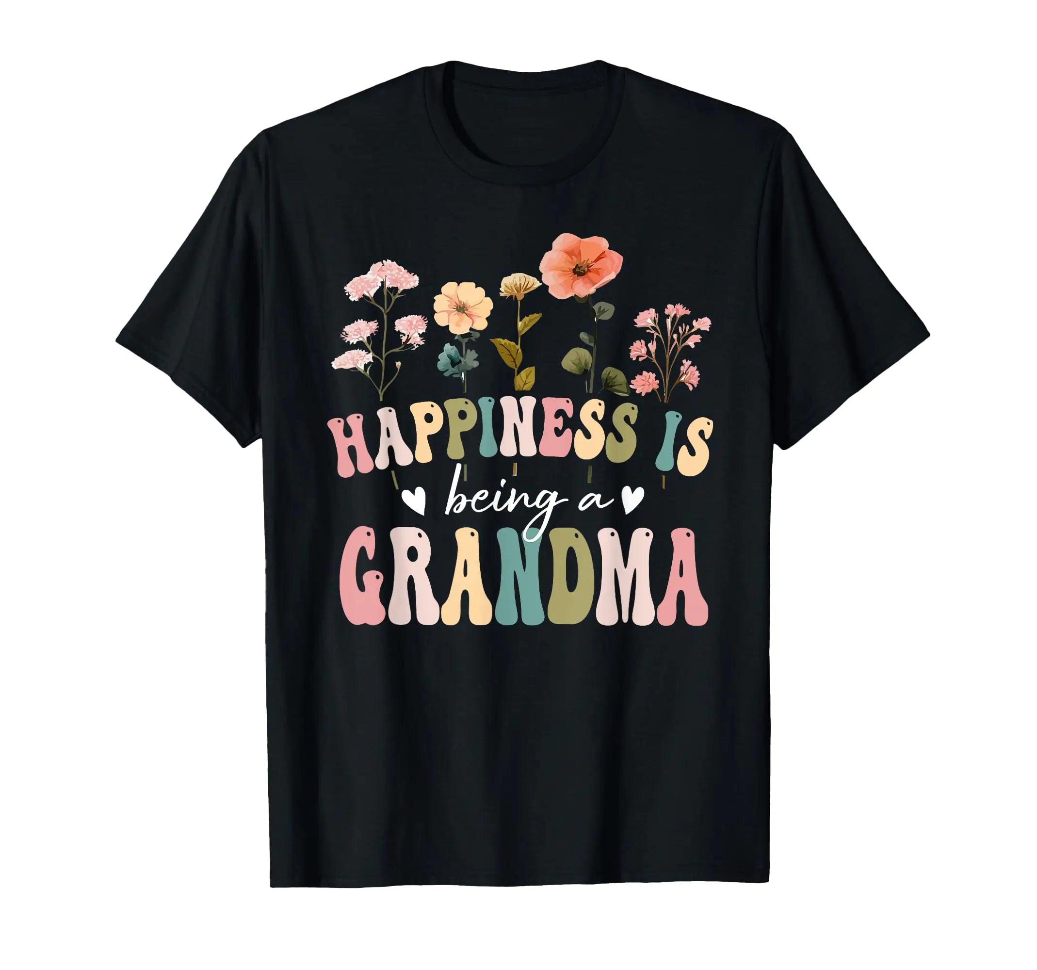 Happiness is Being a Grandma Floral Grandma Mothers Day T-Shirt