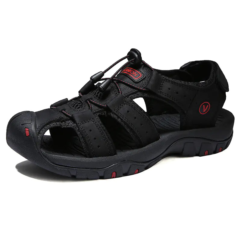 Plus Size Men's Leather Sports Sandals for Outdoors