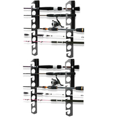 YHAspace 2Pack Fishing Rod Holder/Fishing Rod Rack/Fishing Pole Holder Wall/Ceiling Mount Hold up to 16 Fishing Rods Fishing Poles Storage & Display