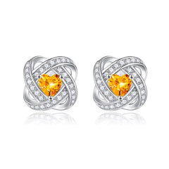 Iefil November Birthstone Earrings 925 Sterling Silver Heart Stud Earrings for Women Jewelry Mothers Day Earrings Valentines Birthday Gifts for Women Yellow Citrine Jewelry