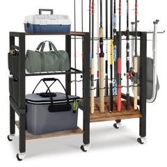 BELLO YON Fishing Rod Holders Fishing Gear Fishing Equipment Organizers Fishing Pole Holders for Garage Fishing Rod Tackle Cart Holds up to 12 rods 3 floors 32.8x 12