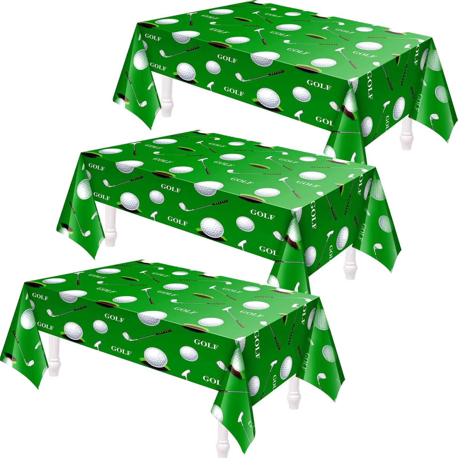 Golf Tablecloth Golf Party Decorations Golf Themed Party Supplies Rectangle Plastic Disposable Golf Table Cover Golf Decorations for Birthday Party Picnic Sport Events 86 x 51 Inch (3 Piece)