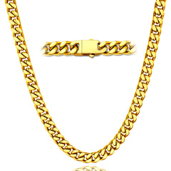 Hoyazvet Gold Cuban Chain Necklace 7mm 22 inch Long Mens Fashion Jewelry
