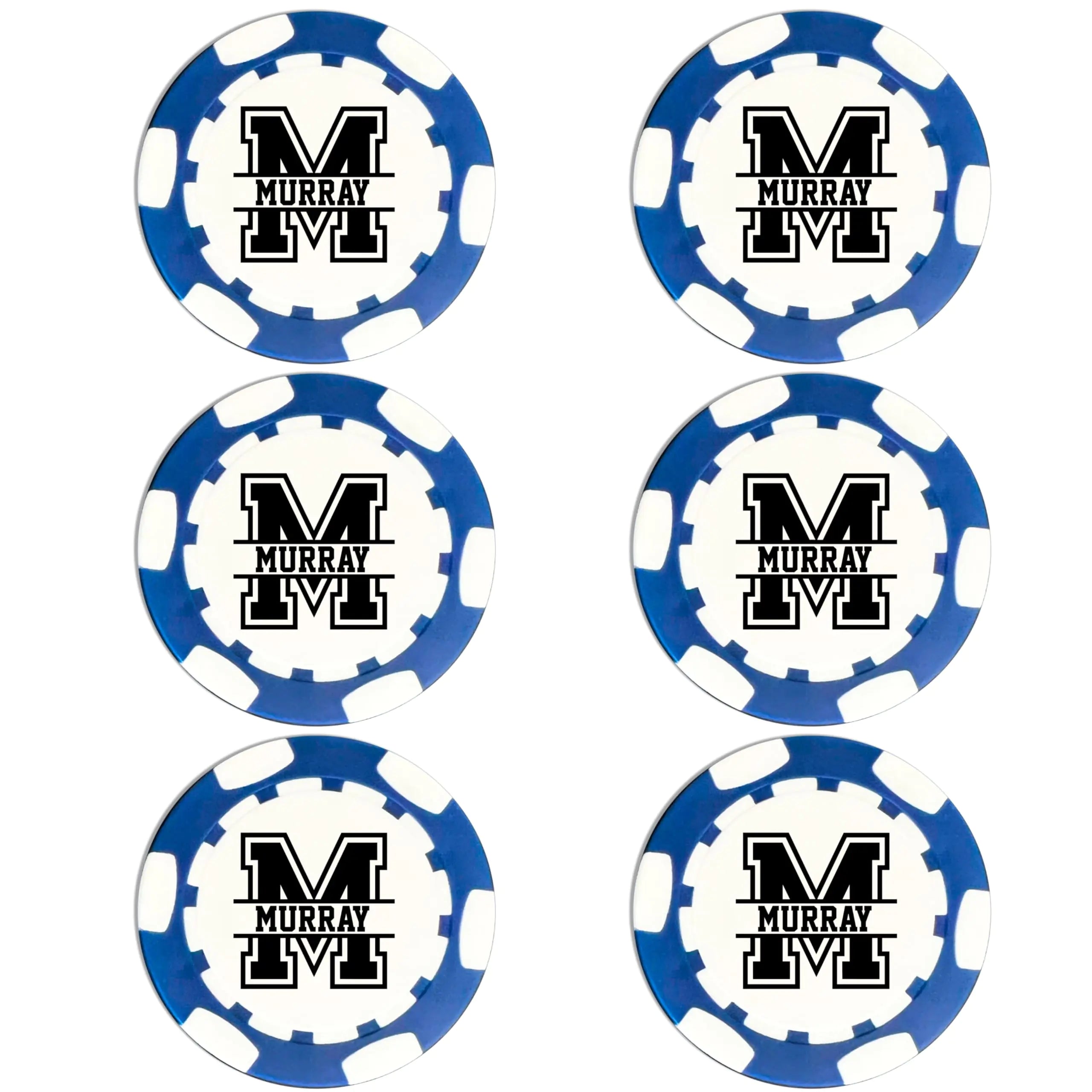 Personalized Golf Ball Marker Poker Chips | 6 Pack | Golf Marker Mens Gifts | Monogrammed Golf Gifts | Funny Golf Accessories for Men | Womens Golf Accessories