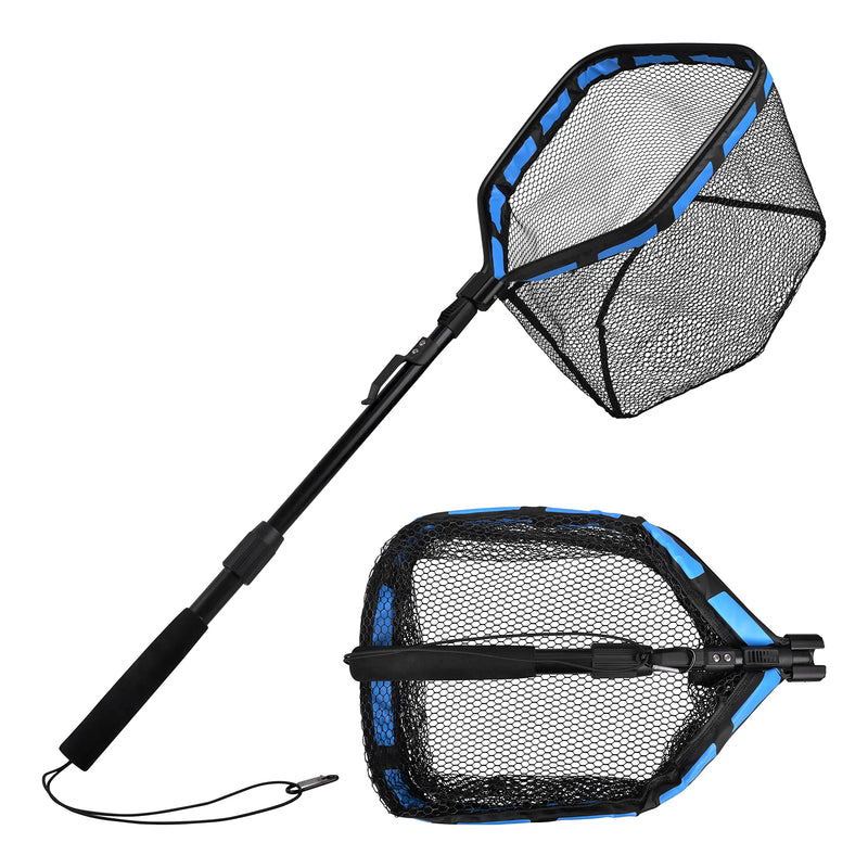 Floating Fishing Net - Fishing Landing Net with Rubber EVA Handle for Easy Fish Catch and Release Fishing Net for Fly Trout Salmon Bass Kayak Fishing