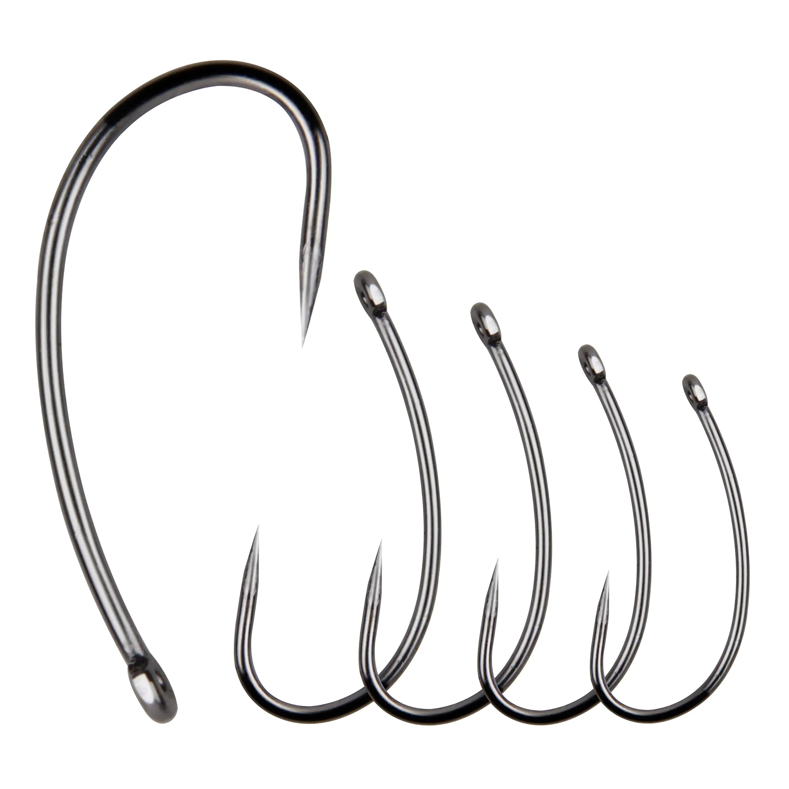 Barbless Fishing Hooks200pcs Carp Fishing Hooks Freshwater Saltwater Circle Curve Shank Carp Hair Fishing Tackle (Size 10)