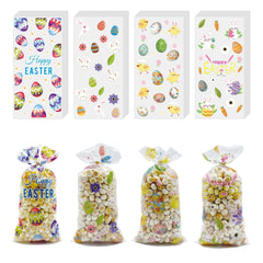 ONFAON Easter Cellophane Treat Bags 180pcs Easter Treat Bags with 200pcs Twists for Snacks Cookies Candy Packing Easter Easter Bags Party Supplies