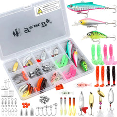 TCMBY Fishing Lures Bait Tackle Kit Set for Freshwater Trout Bass Fishing Including Fishing Accessories Fishing Tackle Box Crankbait Spoon Hooks Fishing Gear and Equipment for Starter Beginner.