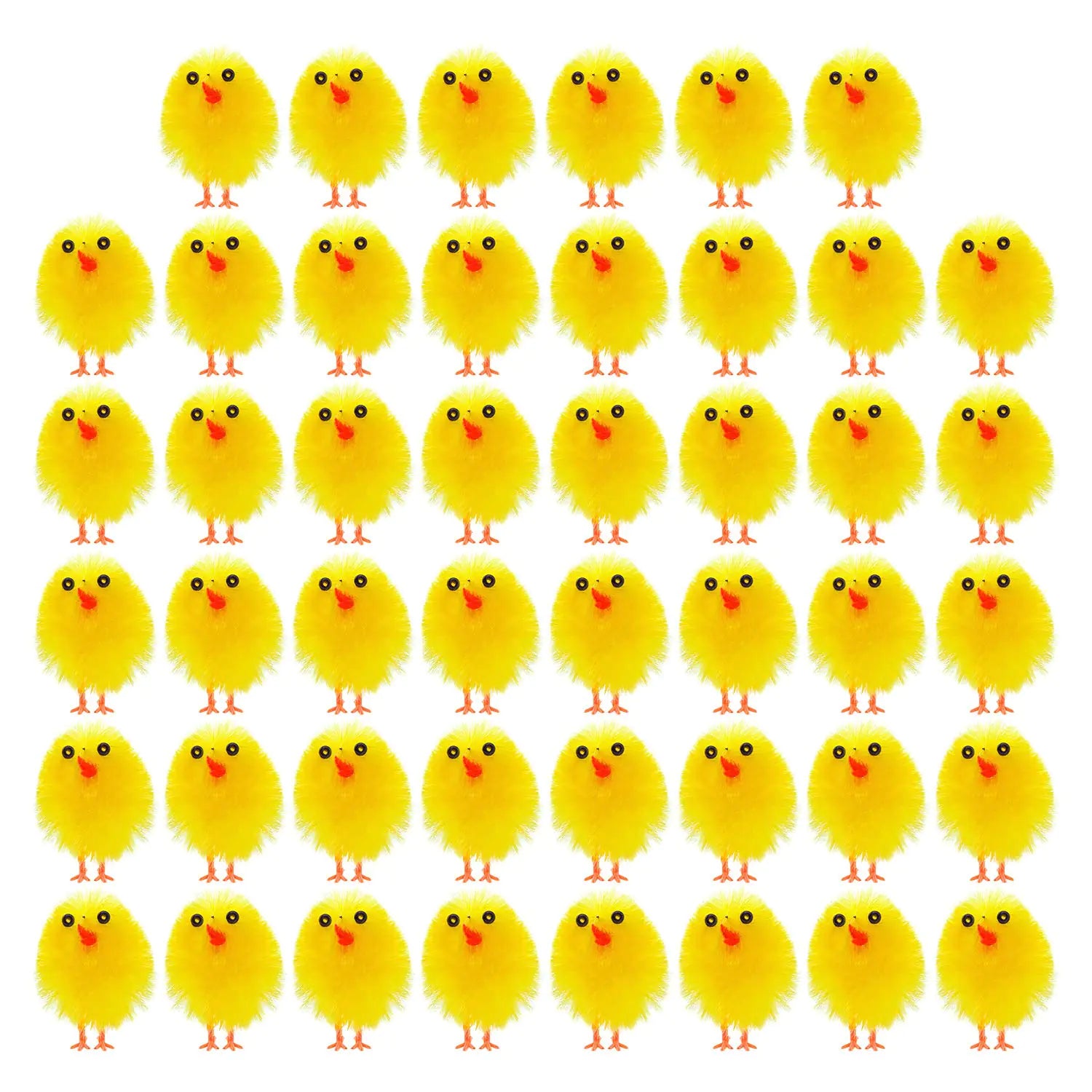 TUPARKA 46 Pcs Mini Easter Chicks Yellow Easter Chenille Chicks Cute Fully Easter Chicks Baby Chicks for Easter Party Easter Egg Bonnet Decoration