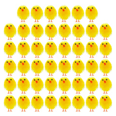 TUPARKA 46 Pcs Mini Easter Chicks Yellow Easter Chenille Chicks Cute Fully Easter Chicks Baby Chicks for Easter Party Easter Egg Bonnet Decoration
