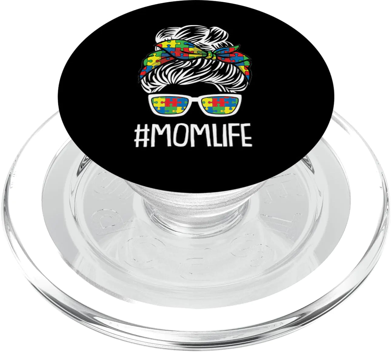Mom-Life Mothers-Day Autism Awareness Mama Mommy Momma PopSockets MagSafe PopGrip for iPhone