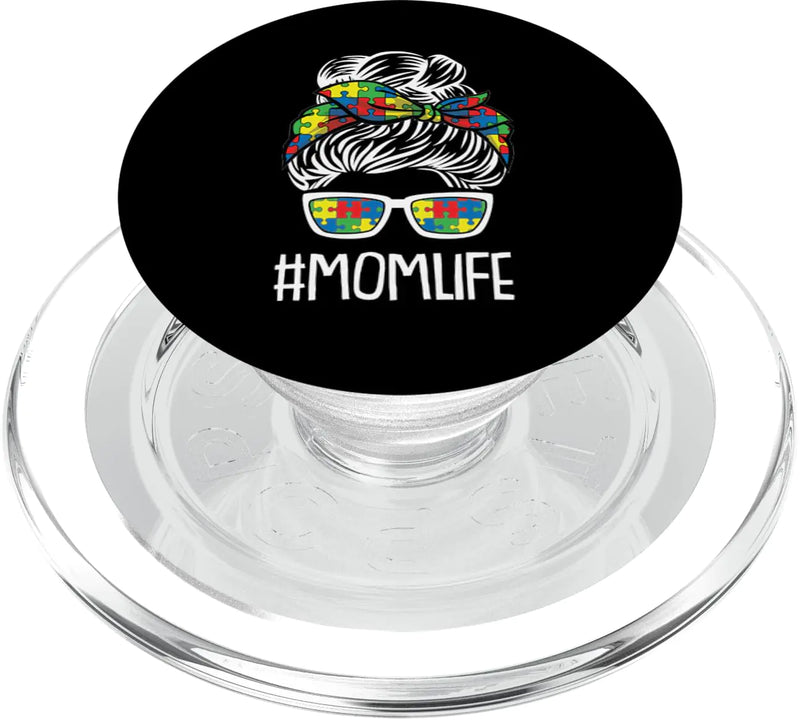 Mom-Life Mothers-Day Autism Awareness Mama Mommy Momma PopSockets MagSafe PopGrip for iPhone