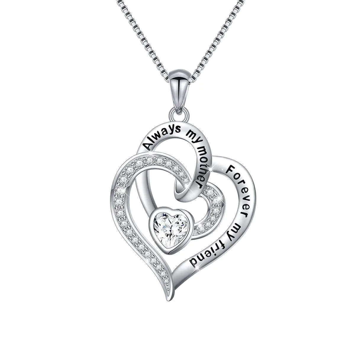 Always My Mother Forever My Friend Love Heart Necklace for Women Mothers Day Gifts for Mom Wife Grandma Mothers Day Gifts Christmas Gift