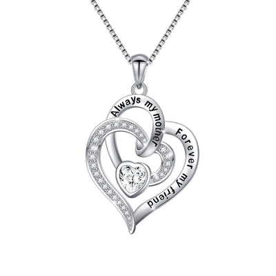 Always My Mother Forever My Friend Love Heart Necklace for Women Mothers Day Gifts for Mom Wife Grandma Mothers Day Gifts Christmas Gift