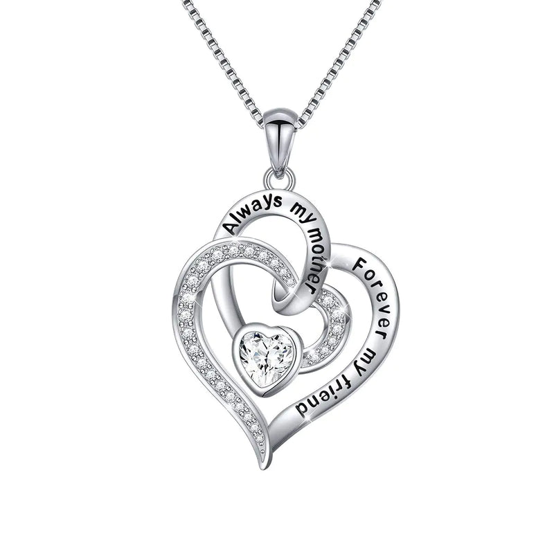 Always My Mother Forever My Friend Love Heart Necklace for Women Mothers Day Gifts for Mom Wife Grandma Mothers Day Gifts Christmas Gift