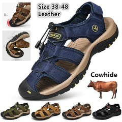 Plus Size Men's Leather Sports Sandals for Outdoors