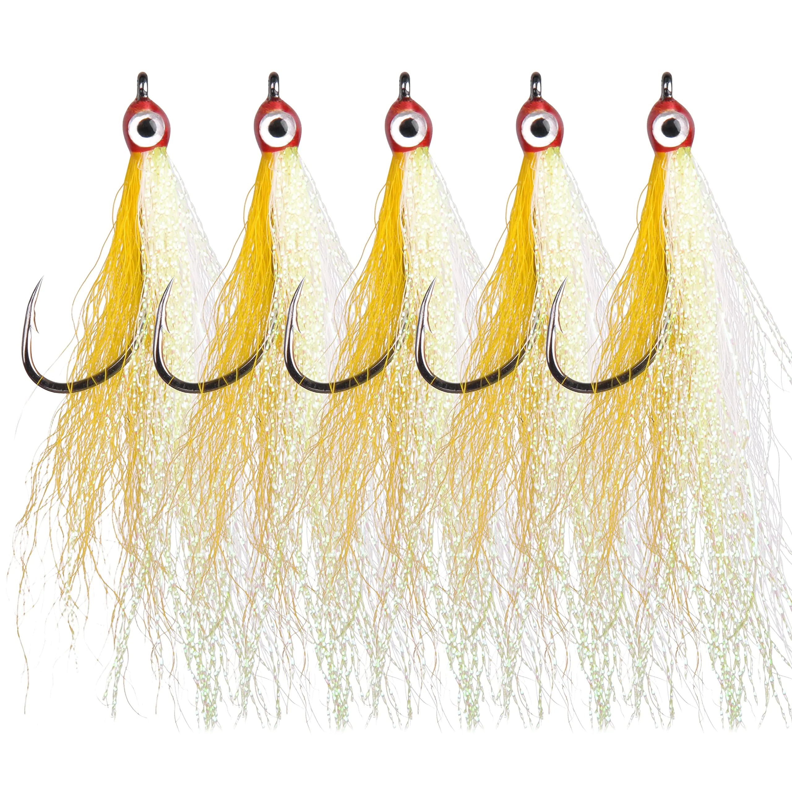 Clouser Minnow Fishing Flies Streamer Fly Fishing Lure Saltwater Striped Bass Flies Fishing Bucktail Teaser Hook Lures for Flounder Saltwater Freshwater Fishing